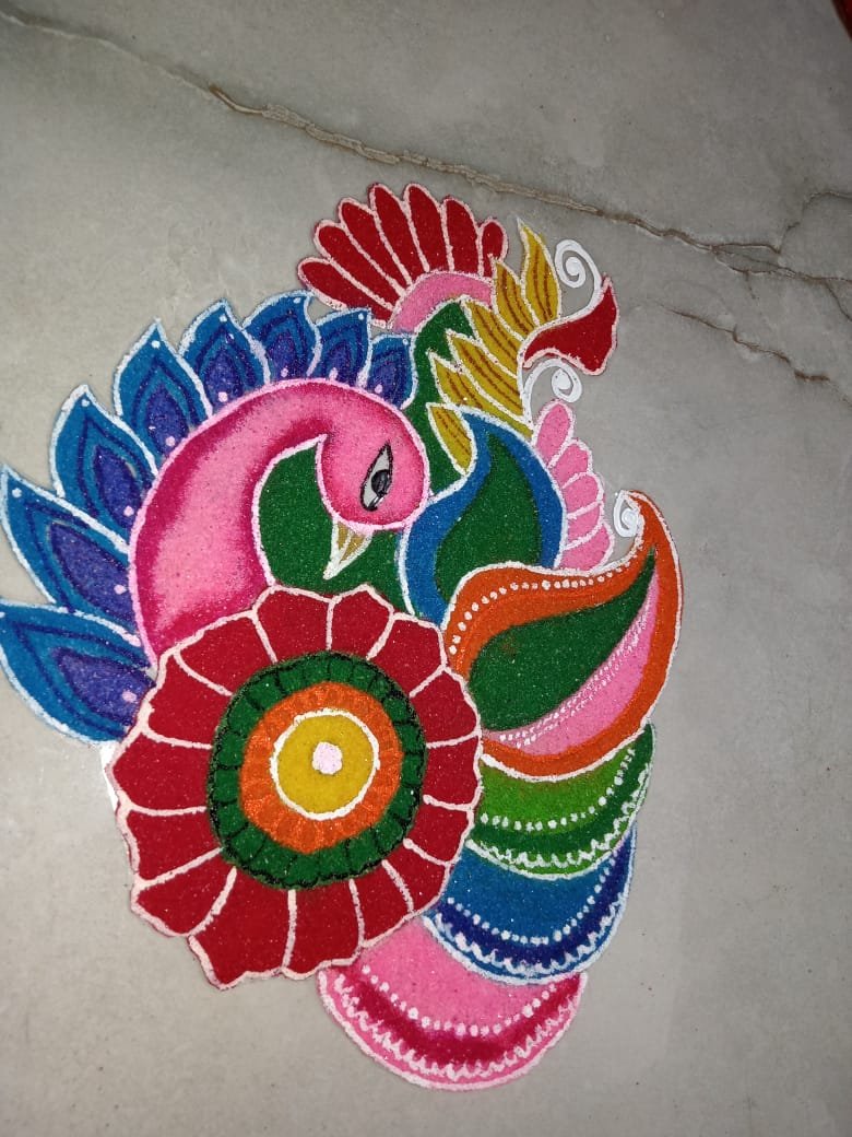 Ready Rangoli Peacock Design